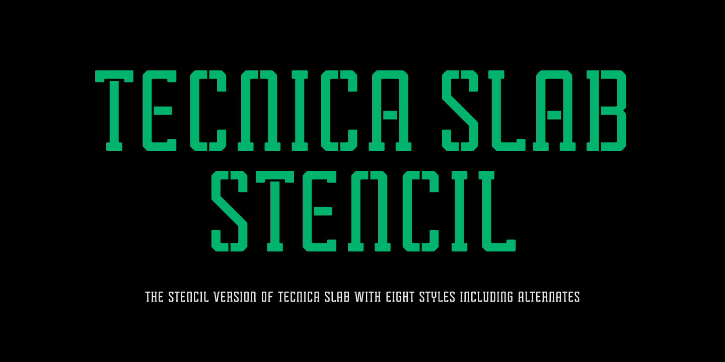 Przykładowa czcionka Tecnica Slab Stencil #1